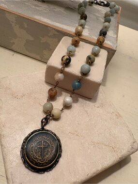 Jasper Cross Medallion Necklace